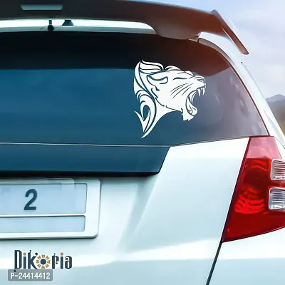 Dikoria Lion Car Sticker, car Stickers for Car Exterior, Glass, Wall, Window | White Color Standard Size (12x12 Inch) | Design-Lion Car Sticker White- D203