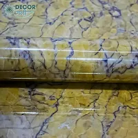 D?COR GALI Self Adhesive Golden and Blue MarbleTexture Waterproof Vinyl Wallpaper Stickers for Wooden Door, Wardrobe, Wall, PVC Wall Papers Design-2X10 Feet-thumb1