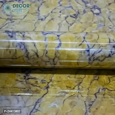 D?COR GALI Self Adhesive Golden and Blue MarbleTexture Waterproof Vinyl Wallpaper Stickers for Wooden Door, Wardrobe, Wall, PVC Wall Papers Design-2X10 Feet-thumb2