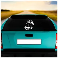 Dikoria Hand Punch Car Sticker, car Stickers for Car Exterior, Glass, Wall, Window | White Color Standard Size (12x12 Inch) | Design-Hand Punch Car Sticker White- D131-thumb1