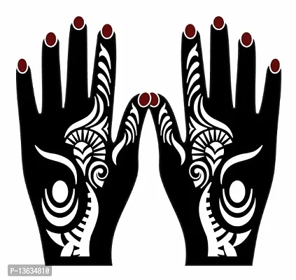 mehndi stencil sticker design for hand set of 2 piece for both hand-thumb0