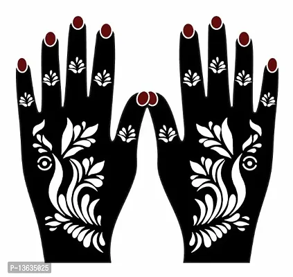 Apcutes mehndi stencil for both hands.