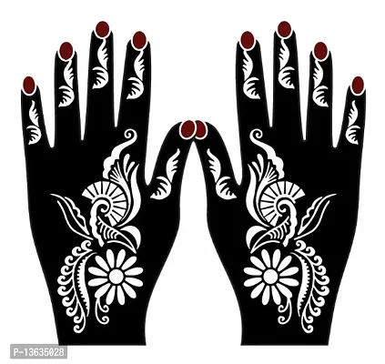 Apcutes mehndi stencil for both hands.