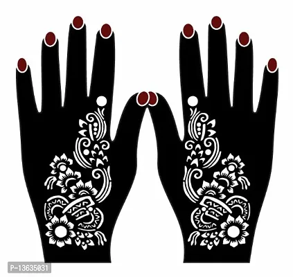 Apcutes mehndi stencil for both hands.