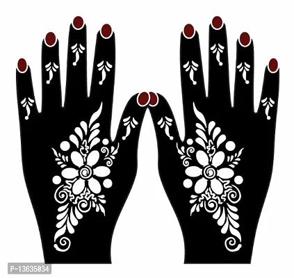 Apcutes mehndi stencil for both hands.