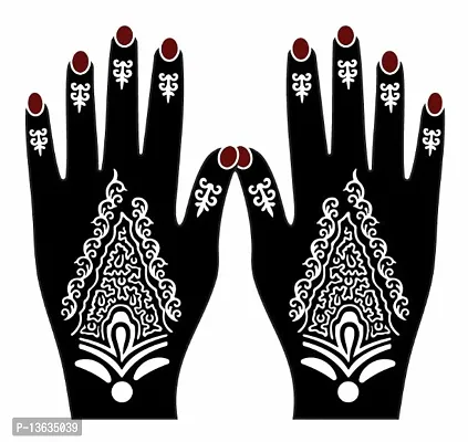 Apcutes mehndi stencil for both hands.