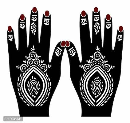 Apcutes mehndi stencil for both hands.