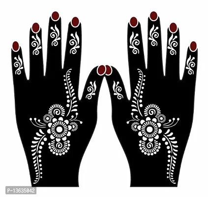 Apcutes mehndi stencil for both hands.