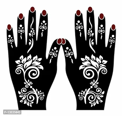 Apcutes mehndi stencil for both hands.