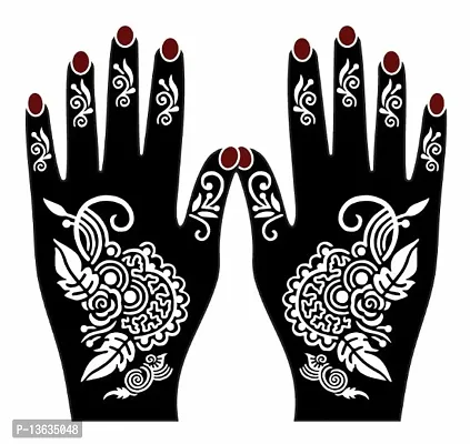 Apcutes mehndi stencil for both hands.