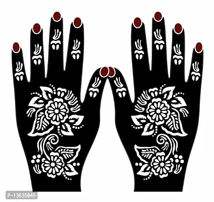 Apcutes mehndi stencil for both hands.