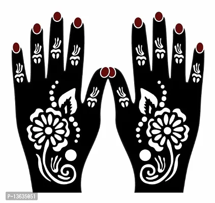 Apcutes mehndi stencil for both hands.