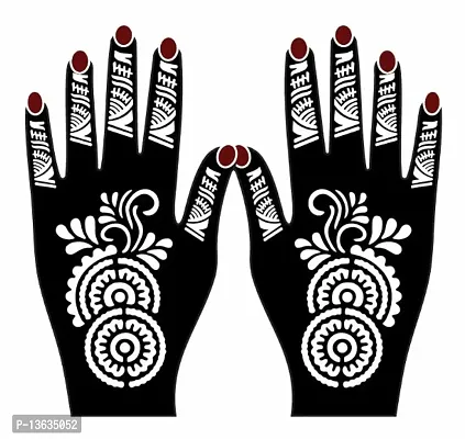 Apcutes mehndi stencil for both hands.