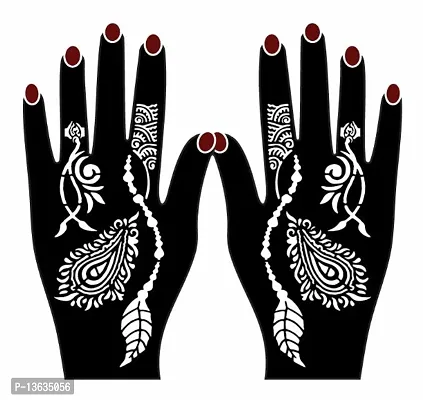 Apcutes mehndi stencil for both hands.