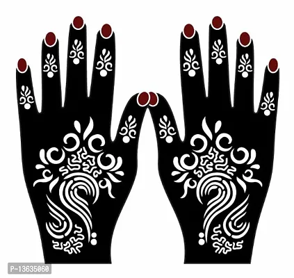 Apcutes mehndi stencil for both hands.