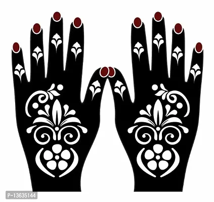 Apcutes mehndi design stencil for both hands.