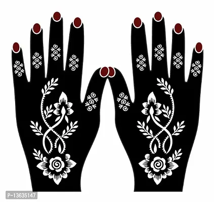 Apcutes mehndi design stencil for both hands.