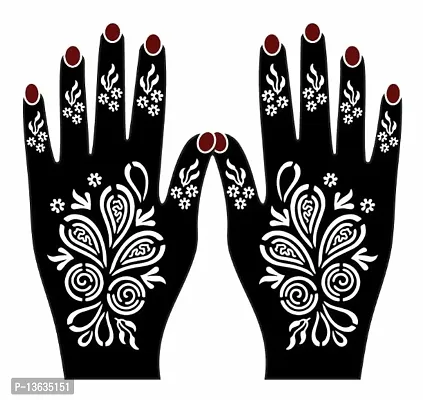 Apcutes mehndi design stencil for both hands.