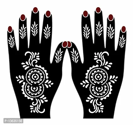 Apcutes mehndi design stencil for both hands.