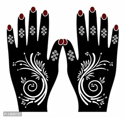 Apcutes mehndi design stencil for both hands.