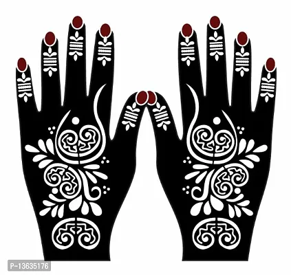 Apcutes mehndi design stencil for both hands.