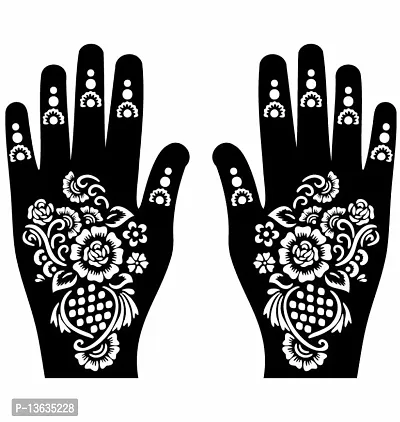 Apcutes mehndi stencil for both hands.