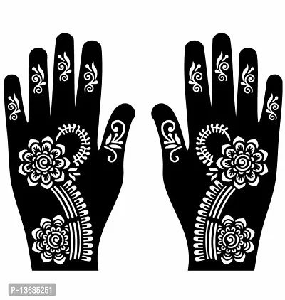 Apcutes mehndi stencil for both hands.