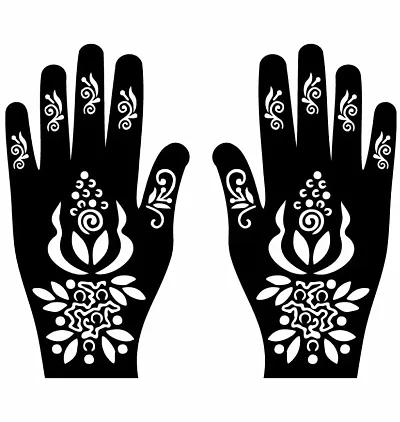 Apcutes mehndi stencil for both hands.