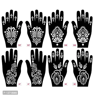 Apcutes mehndi stencil for both hands set of 4.