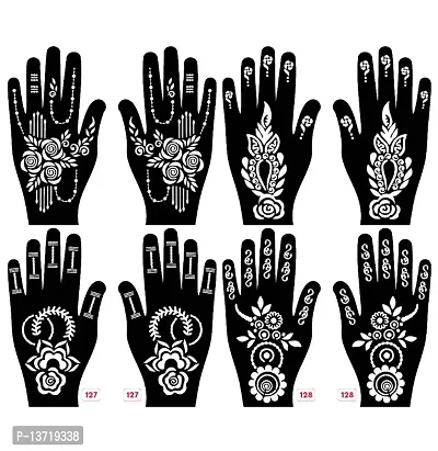 Apcutes mehndi stencil for both hands set of 4.