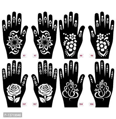 Apcutes mehndi stencils for both hands set of 4.