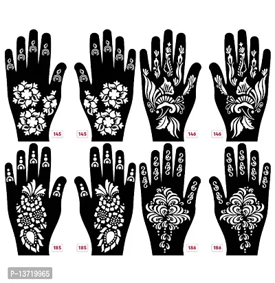 Apcutes mehndi stencils for both hands set of 4.