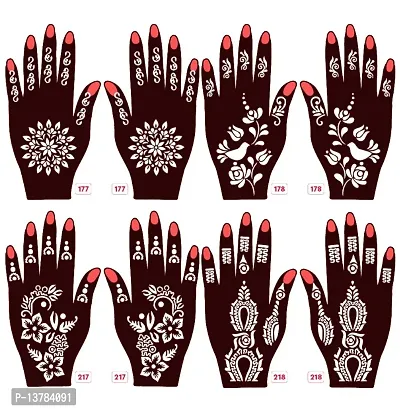 Apcute Mehndi stencils for hands for set Mehandi tattoo stencil sticker for  girls, women, kids easy to use | Set of 8 piece for both hand- Design no  215-216-195-196 : Amazon.in: Beauty