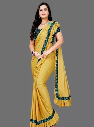 Elegant Silk Blend Solid Saree with Blouse piece