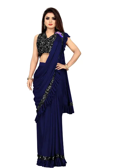 Classic Lycra Solid Saree without Blouse piece