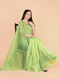 Elegant Green Silk Blend Saree with Blouse piece For Women-thumb3