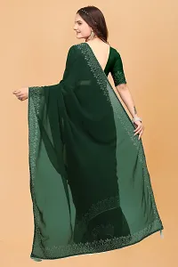 Stylish Green Georgette Embellished Saree with Blouse piece For Women-thumb2