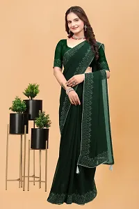 Stylish Green Georgette Embellished Saree with Blouse piece For Women-thumb1