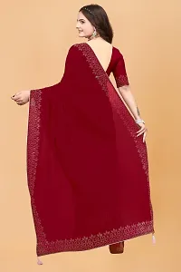 Stylish Maroon Georgette Embellished Saree with Blouse piece For Women-thumb3