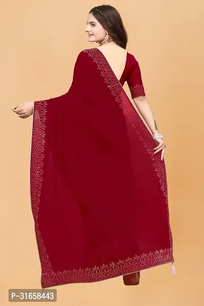 Stylish Maroon Georgette Embellished Saree with Blouse piece For Women-thumb4