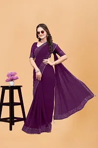 Stylish Purple Georgette Embellished Saree with Blouse piece For Women-thumb3