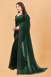 Stylish Green Georgette Embellished Saree with Blouse piece For Women-thumb4