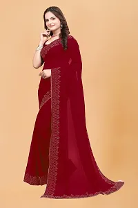 Stylish Maroon Georgette Embellished Saree with Blouse piece For Women-thumb4