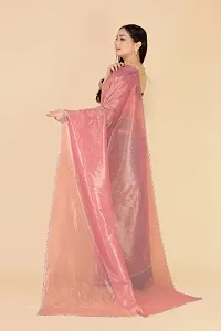 Elegant Pink Silk Blend Saree with Blouse piece For Women-thumb2