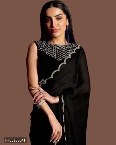 Elegant Black Art Silk Saree with Blouse piece For Women-thumb0