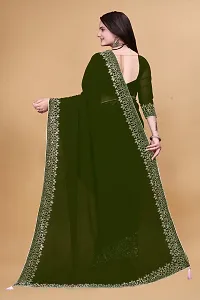 Stylish Green Georgette Embellished Saree with Blouse piece For Women-thumb2