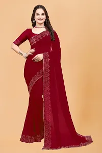 Stylish Maroon Georgette Embellished Saree with Blouse piece For Women-thumb2