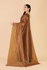 Elegant Brown Silk Blend Saree with Blouse piece For Women-thumb1