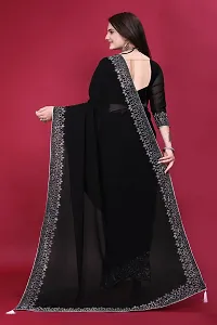 Stylish Black Georgette Embellished Saree with Blouse piece For Women-thumb4