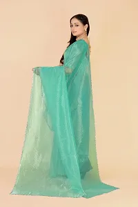 Elegant Green Silk Blend Saree with Blouse piece For Women-thumb1